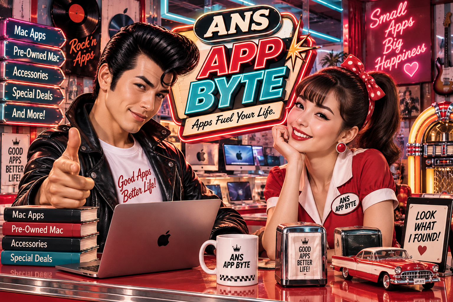 ANS APP BYTEの1950年代アメリカンダイナー風ビジュアル
