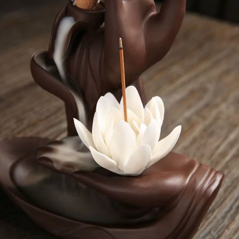 🌸【紫砂佛手/禪意聖蓮香座】粉白 7