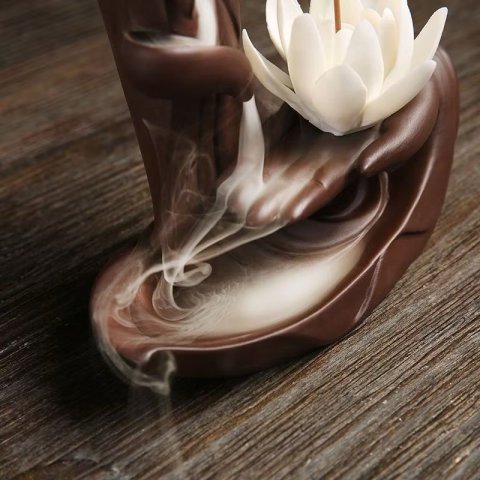 🌸【紫砂佛手/禪意聖蓮香座】粉白 6