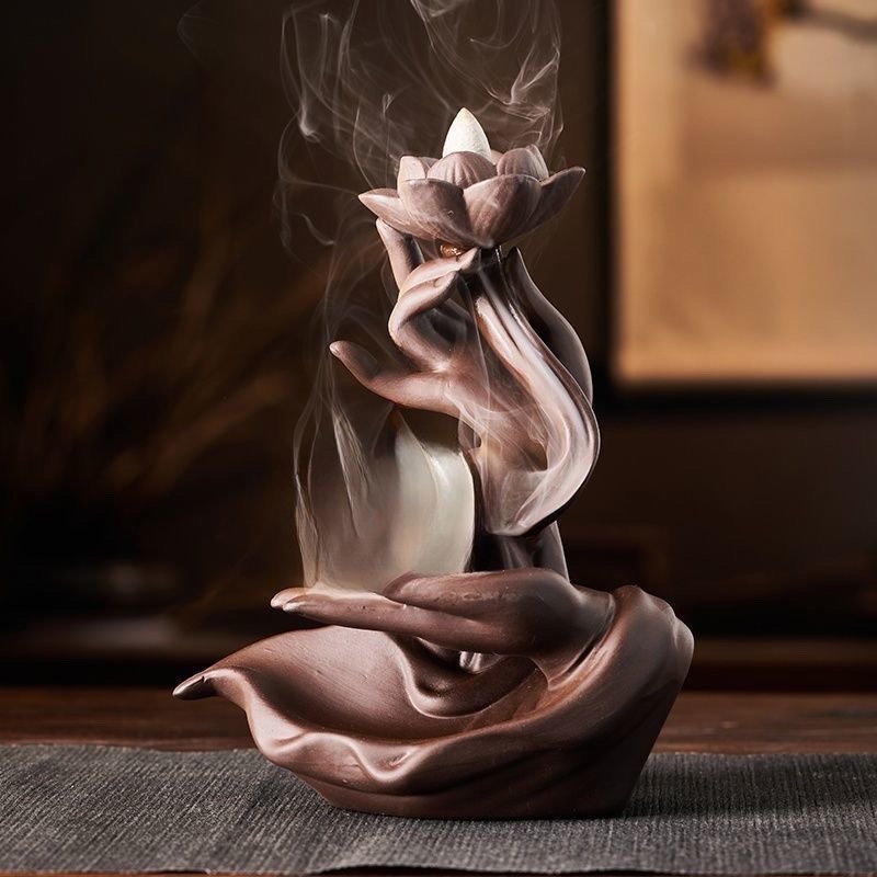 🌸【紫砂佛手/禪意聖蓮香座】粉白